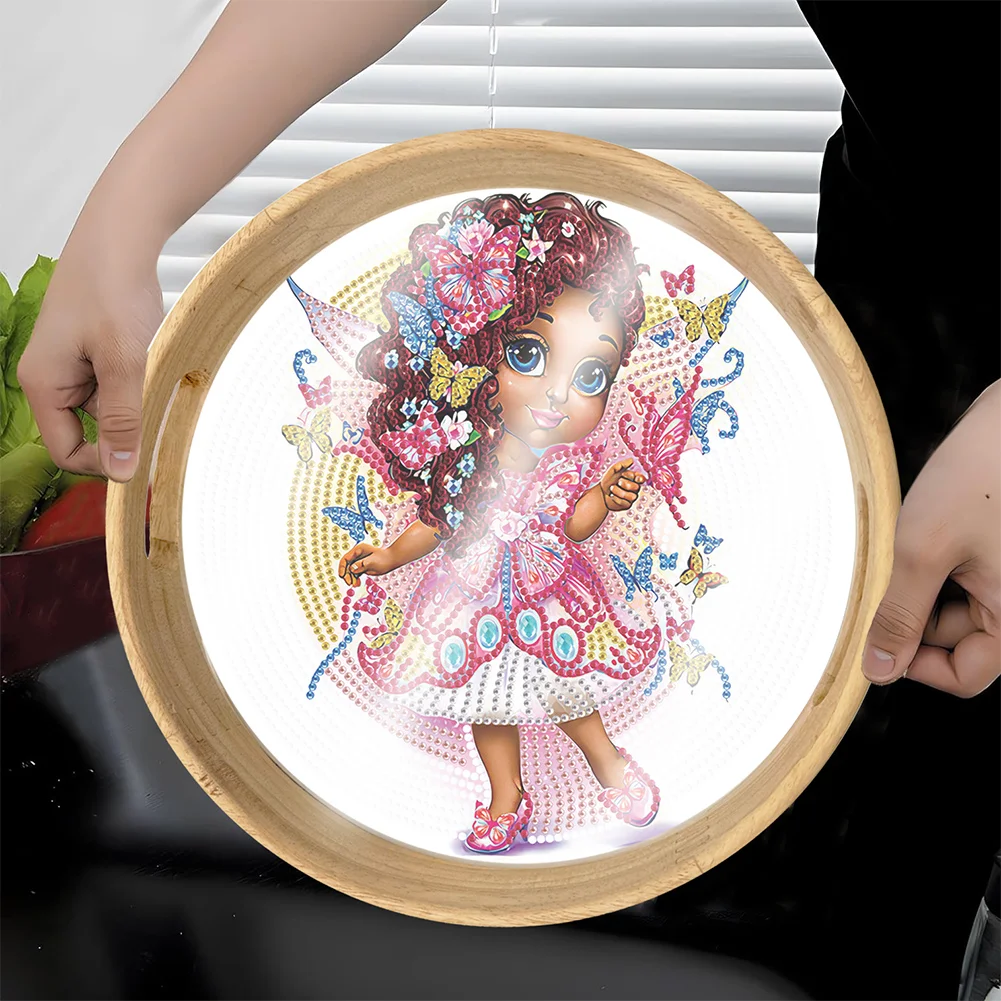 DIY Wooden Elf 5D DIY Diamond Painting Serving Tray for Home Table Decor