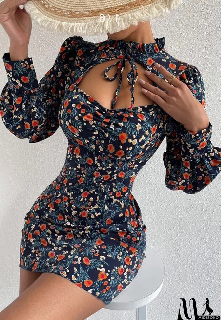 MidiSono - Women Printed Long Sleeve Princess Dress
