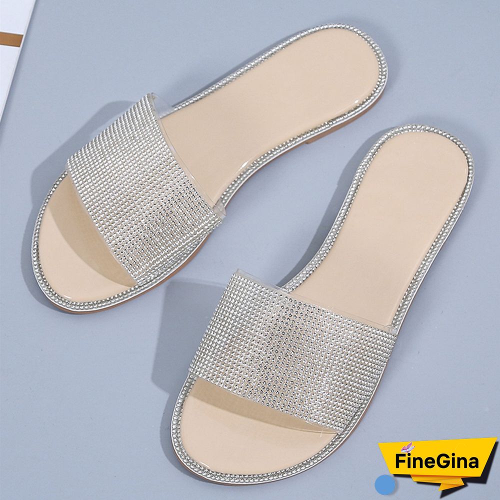 Women Rhinestone Fashion Party Slippers Shoes