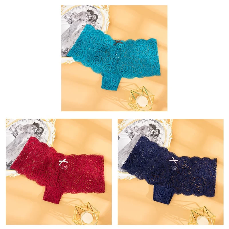 Sexy Women's Panties Boyshort Soft Comfortable Lace Underpants Female Transparent Hollow Out Knickers Underwear Lingerie