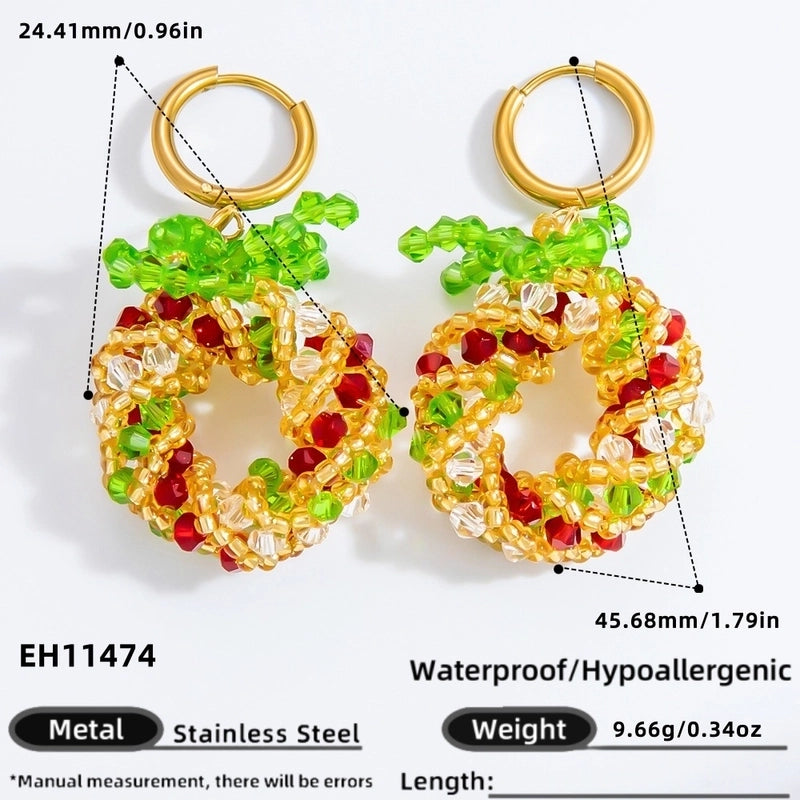1 Pair Christmas Casual Cute Minimalist Christmas Tree Bow Knot Plating 304 Stainless Steel Artificial Crystal Earrings