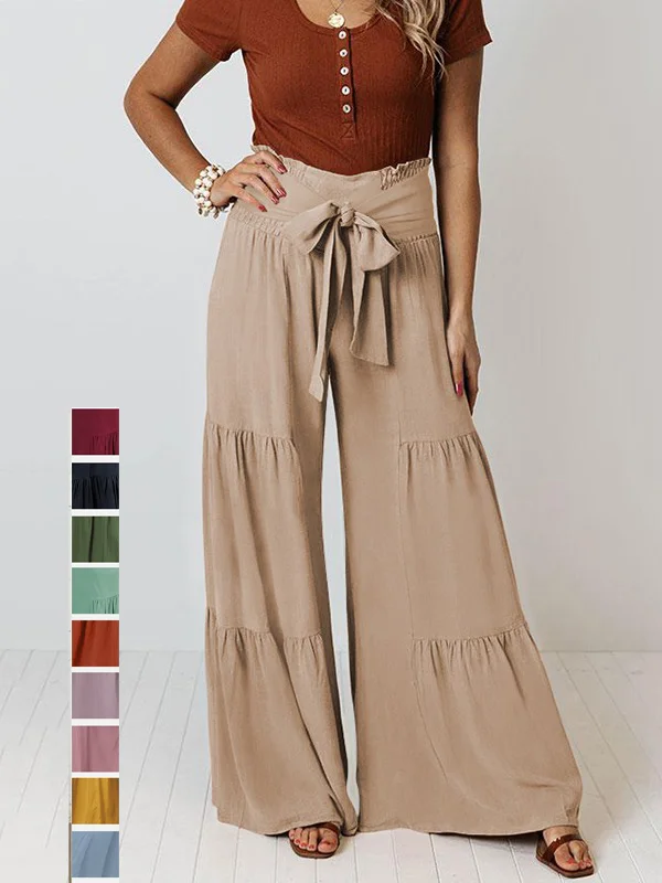11 Colors Minimalist High Waisted Pure Color Casual Wide Leg Pants