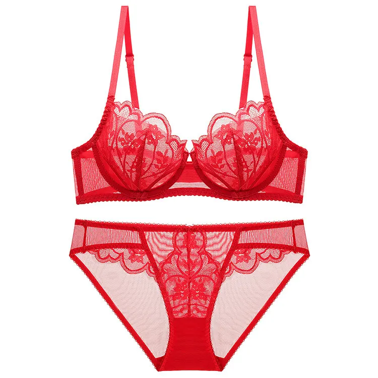 Churchf Lingerie Suit Female Summer Sexy Bra Pure Lust Lace Thin Bra Small Comfortable Breathable Large Size Bra