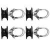 [US Local Warehouse] Pack of 4 Nylon Sliding Gate Rollers w/H-Shaped Wheel Groove Mini Nylon Track Wheel Roller Cantilevered Rail Fence Kit Sliding Hardware Kit for 4in Square Post 2in Fence Frame