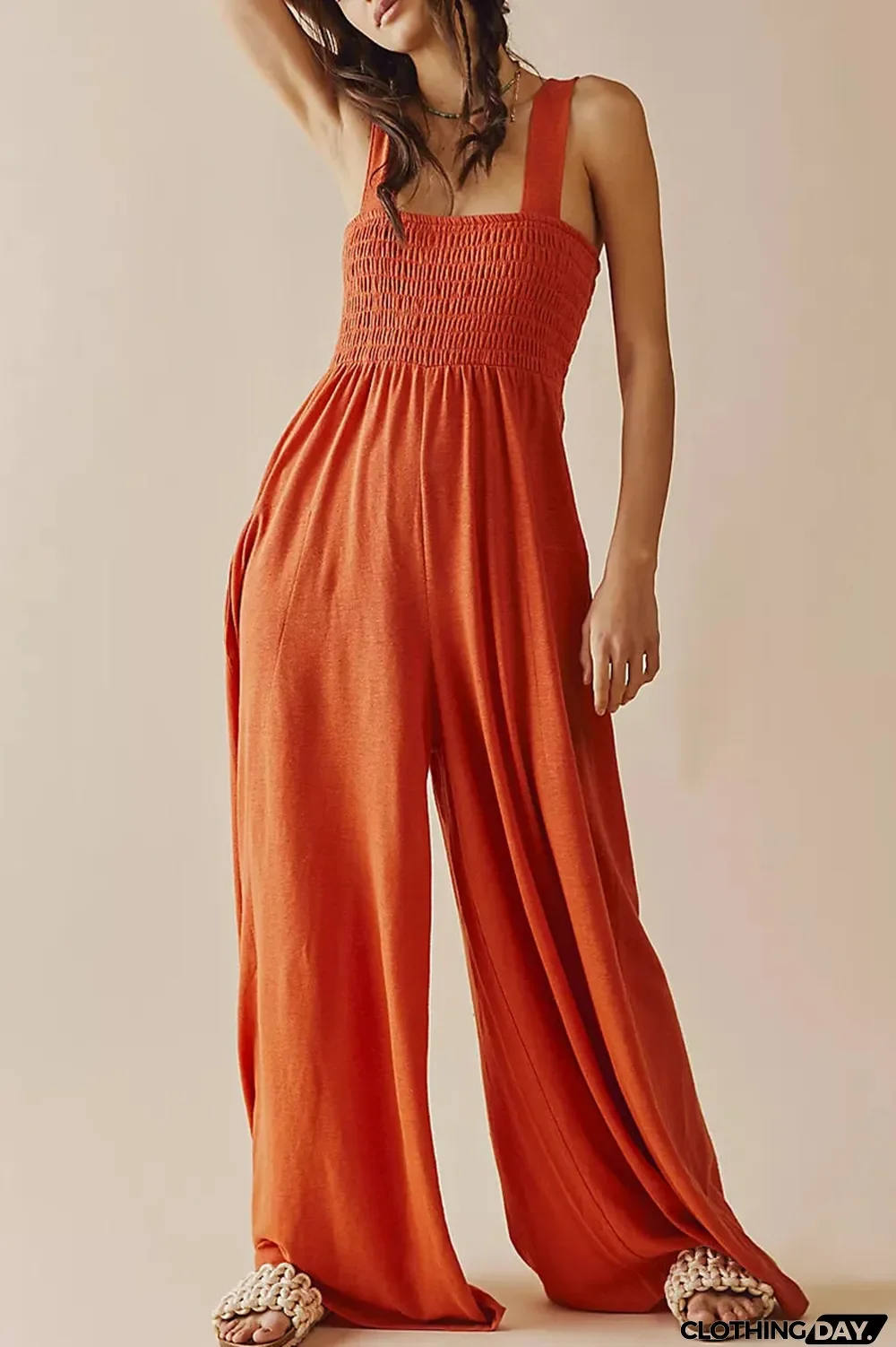 Casual Simplicity Solid Pocket Loose Jumpsuits