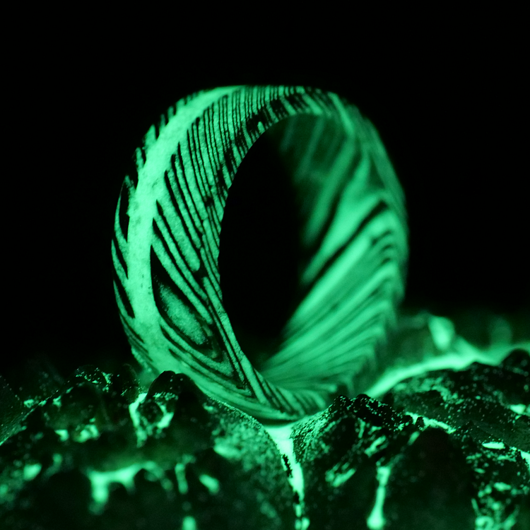 Damascus Steel Glowstone Ring