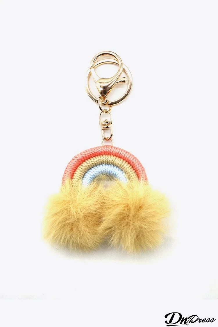 Assorted 4-Pack Rainbow Pom Pom Keychain