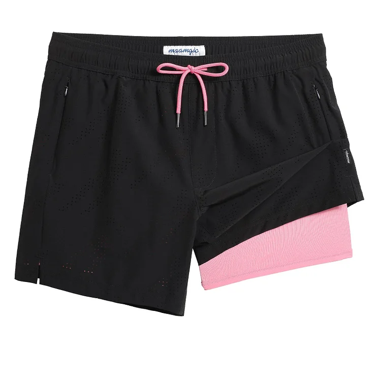 5.5 Inseam 2 in 1 Short Liner Mhispering Bichrome Swim Shorts