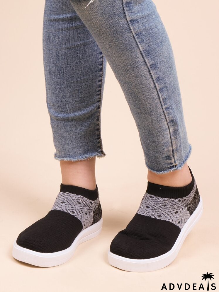 Geometric Pattern Slip On Shoes