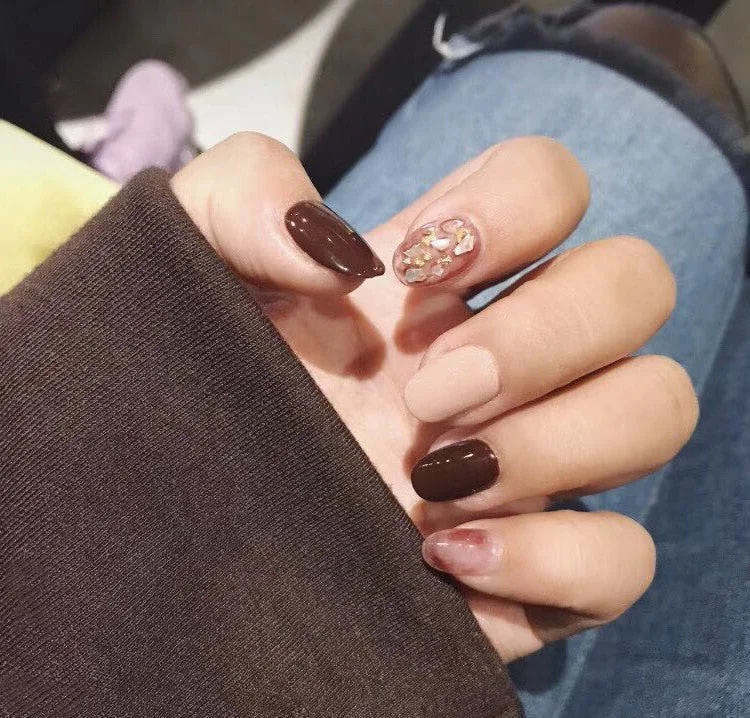 24PCS Rose Pink Color Changing Fake Nails Art Tips Press On False Detachable Full Cover Artificial Nail Art DIY Manicure No Glue-Nail Inspo