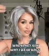Silver Gray Fluffy Shouder Length Wave Elegant Wig