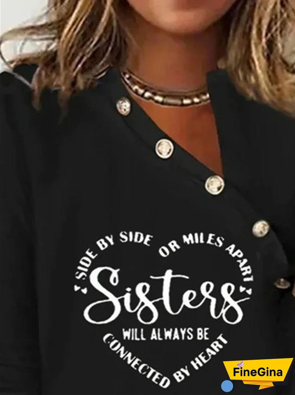 Women Long Sleeve V-neck Stitching LOVE Top