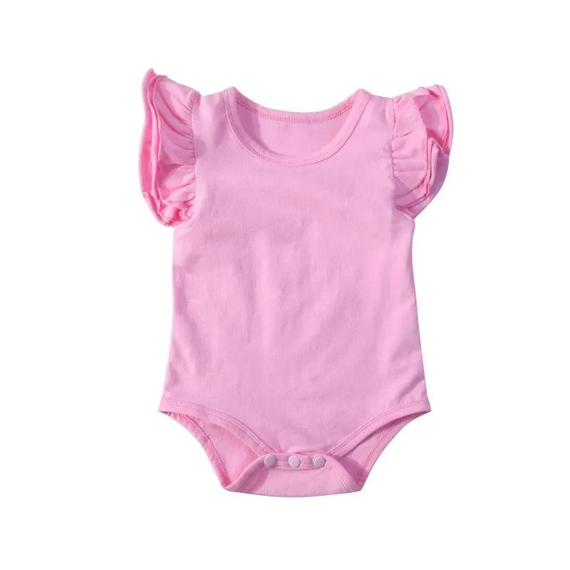2018 Brand New Newborn Toddler Infant Baby Girl Boy Bodysuit Ruffled Sleeveless Outfits Jumpsuit Sunsuit Solid Wholesale Clothes
