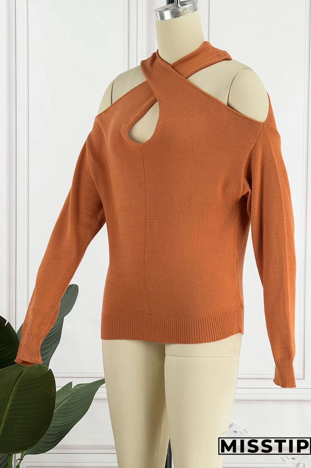 Green Casual Solid Hollowed Out Patchwork Halter Tops