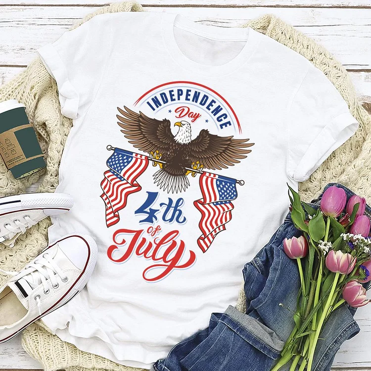 Independence Day Print Eagle Letter T-shirt Tee-Annaletters