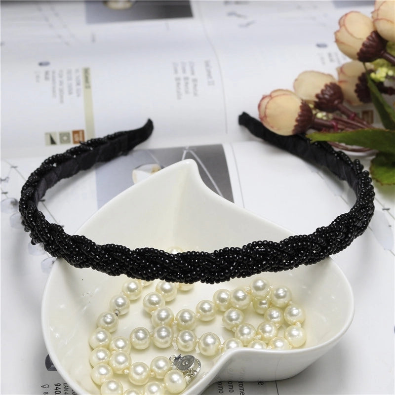 Women’s Fashion Solid Color Plastic Beaded Hair Band