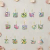 15Pcs Flowers Birds DIY Double Sided Diamond Painting Keychain Kits for Adults