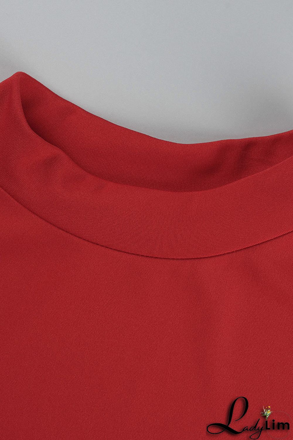 Red Fashion Casual Solid Bandage Slit Half A Turtleneck Sleeveless Two Pieces