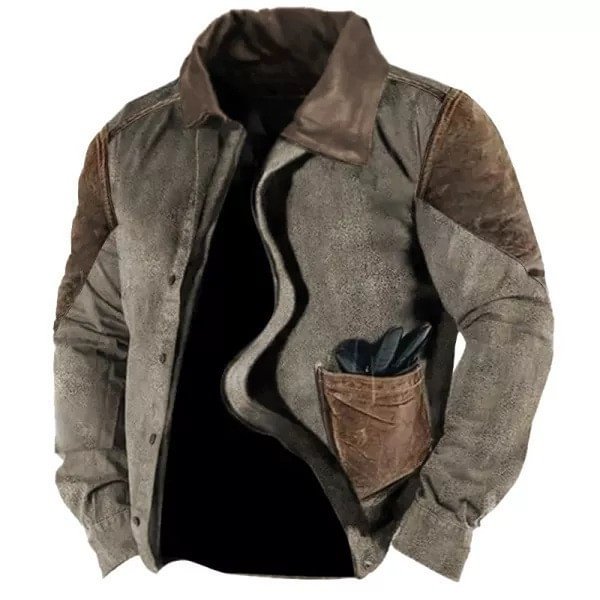 Men's casual thickened loose fashion pocket zipper jacket