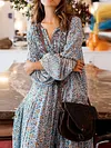 Loose Floral Printed Long Sleeves Maxi Dress