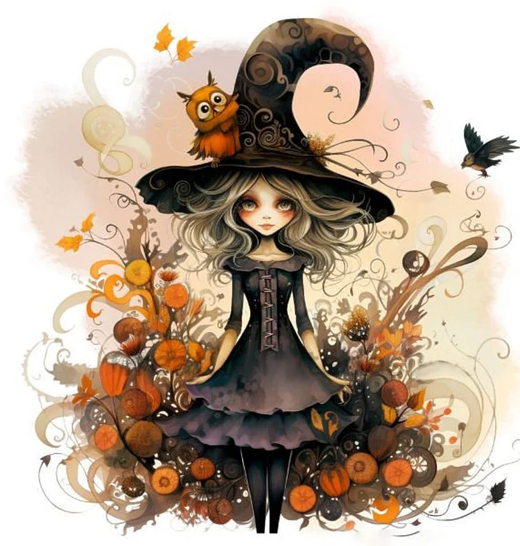 Halloween Witch 30*30CM (Canvas) Full Round Drill Diamond Painting gbfke