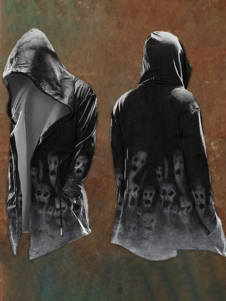 Men's Ghost Print Vintage Hoodie Jacket