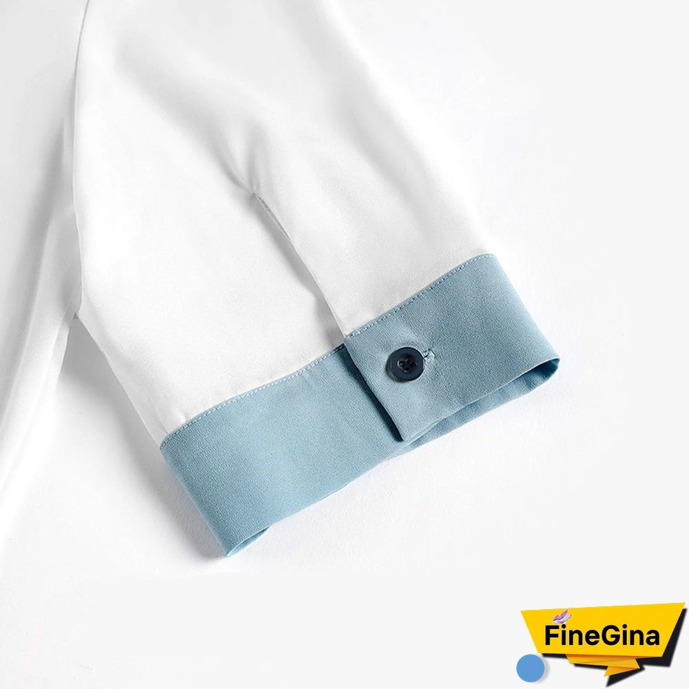 Vintage Pocket Colorblock Blouse Workwear