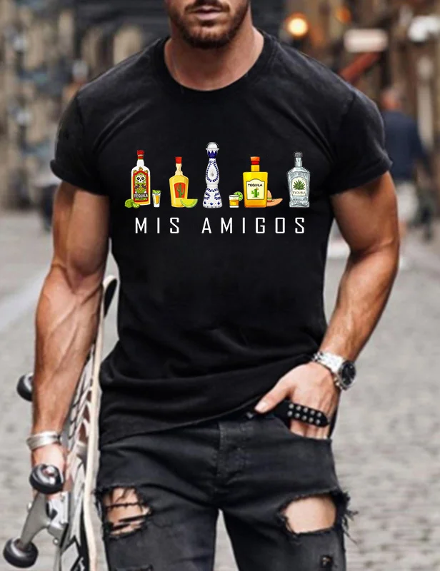 Mis Amigos Drinking Man T-Shirt