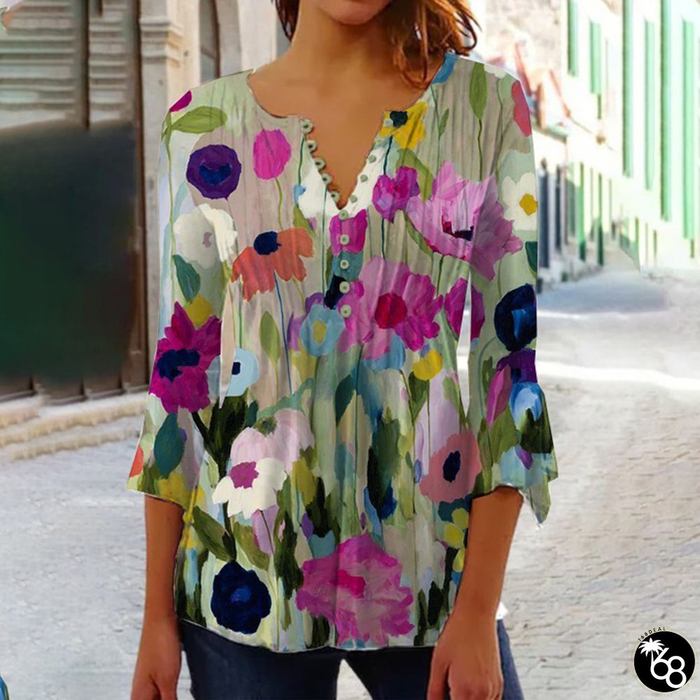 Stylish Green 3/4 Sleeve Top | 168DEAL