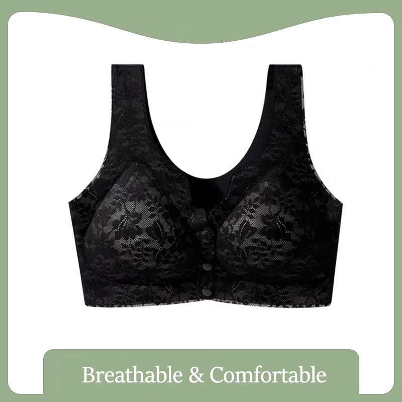 Billionm Billionm Button Women Soft Cups Bra Large Size In The Elderly Underwear Breathable Women Without Steel Ring Tank Top Lace Bra M-XXL