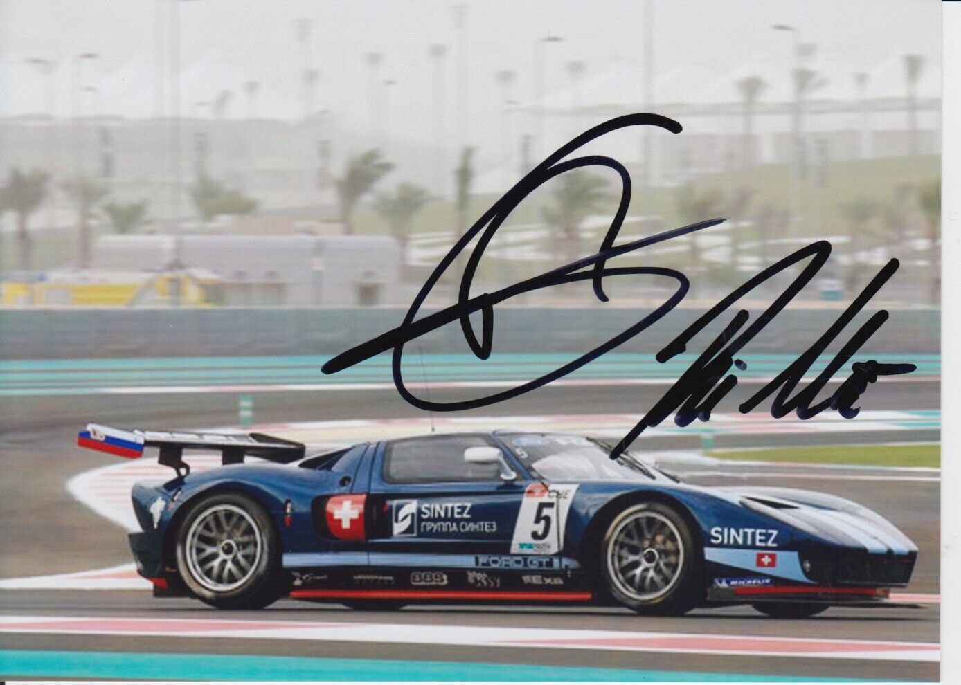 Thomas Mutsch and Romain Grosjean Hand Signed 7x5 Photo Poster painting - FIA GT Championship 16