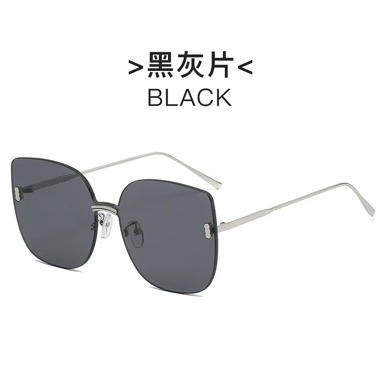New GM Rimless Sunglasses Mod Internet Celebrity Same Korean Style Fashion Large Rim Sunglasses Square Box One-Piece Sunglasses