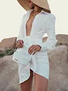 Sexy Simple Lace-Up Long Sleeves Mini Dress