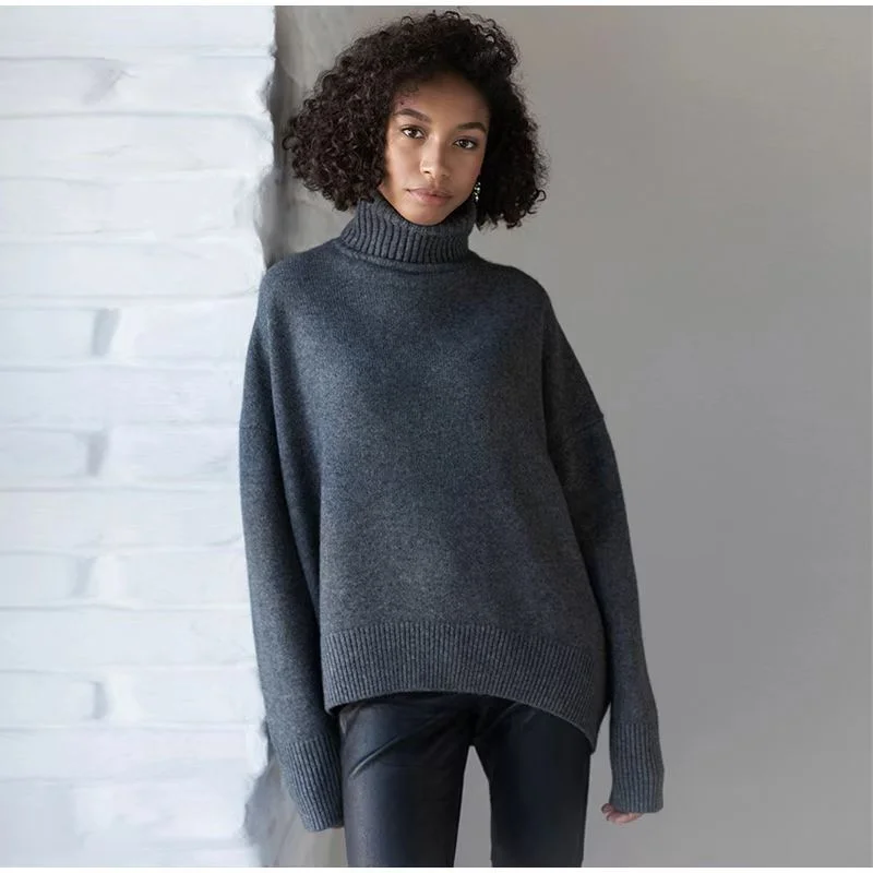 Casual Plain Shift Wool Blend Shift Sweater
