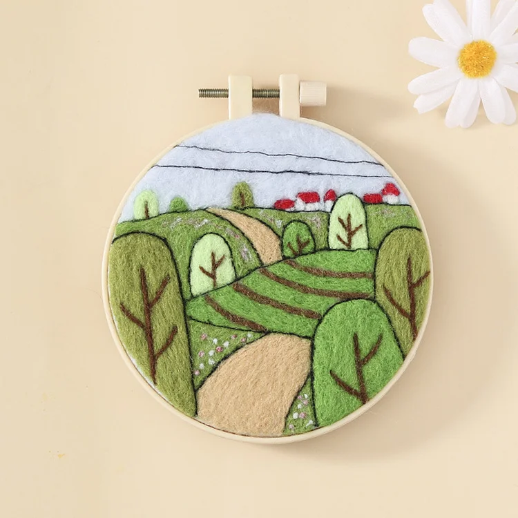 FeltingJoy - Landscapes Painting Needle Felting Kit - Suburban Distant Village