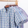 Men's Summer Plaid Cotton Casual Short Sleeve Shirt