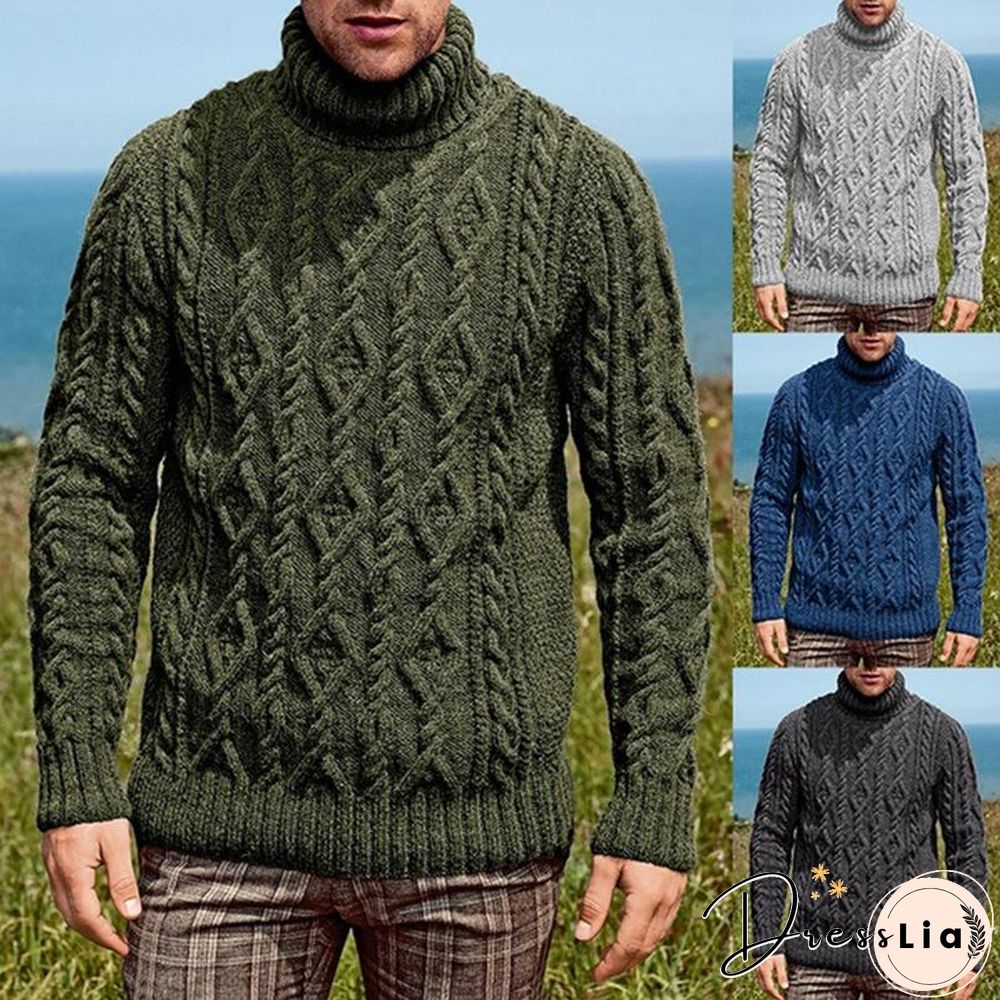 Sweater Men's High Neck Knitted Sweater