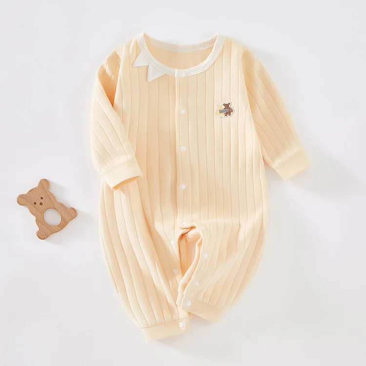 Baby Embroidered Bear Round Neck Romper