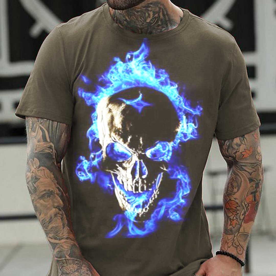Colorful Skull Metaverse Creative Print Fashion Casual Men's T-Shirt