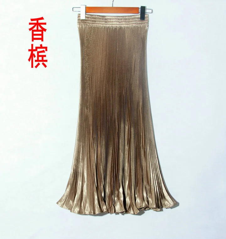 Nigikala Nigikala Luster Polyester Pressure Folded Half Skirt Original Single Long Skirt Silk Clear Silk #8035