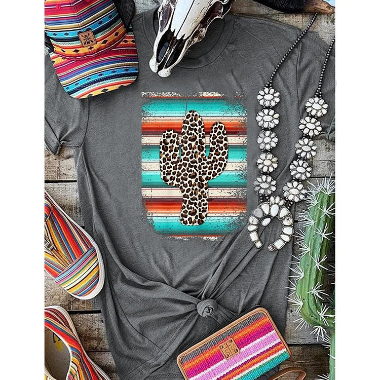 PSL - Leopard Cactus Turquoise T-Shirt-05805