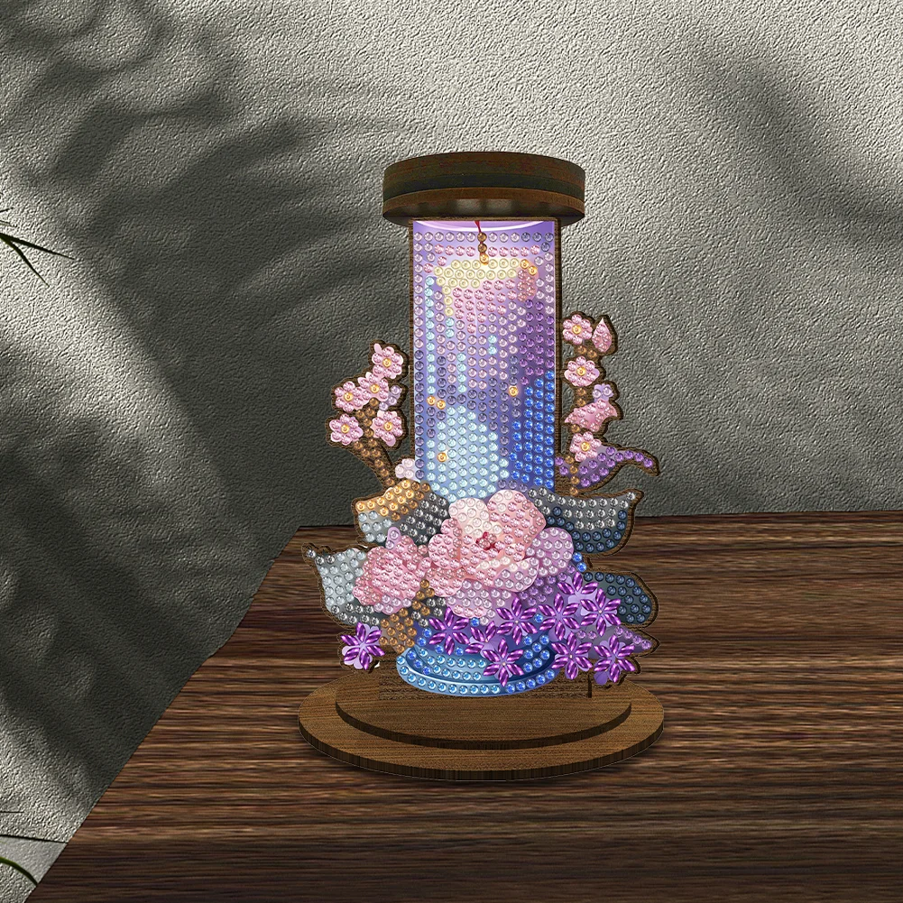 Wooden Flower Candle 5D DIY Diamond Painting Candle Holder Decor for Home Office
