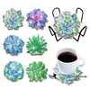 6pcs Succulent Wooden Special Shape Diamond Painting Art Coasters