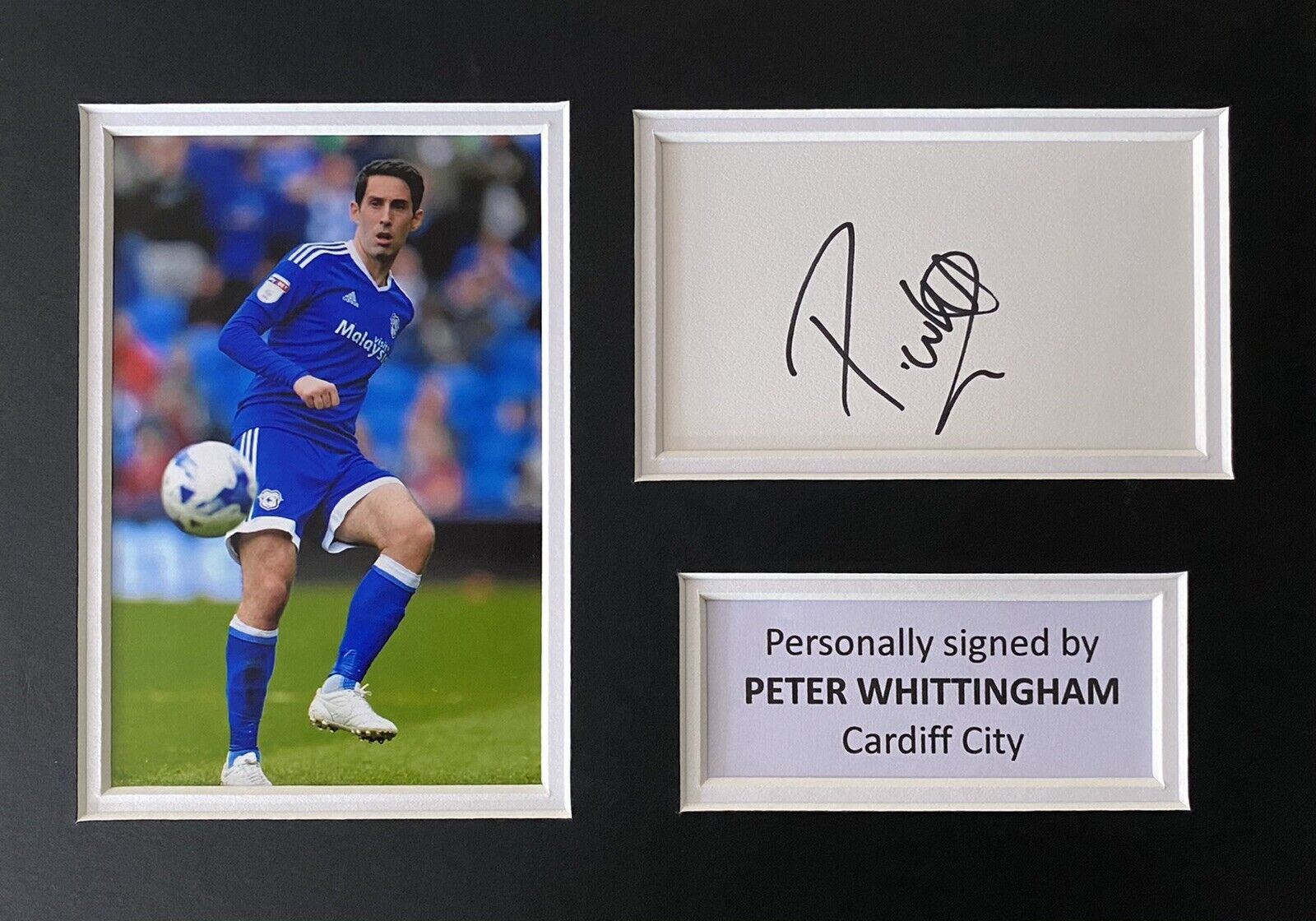 Peter Whittingham Hand Signed White Card In A4 Cardiff City Mount Display