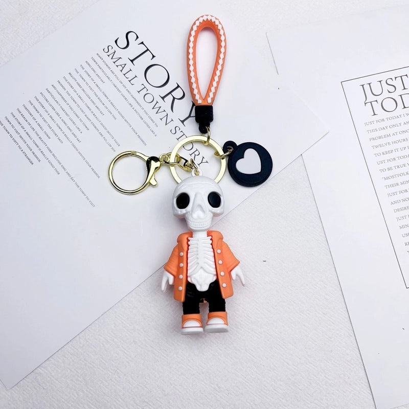 Cartoon Style Heart Shape Skull Silica Gel Halloween Unisex Keychain