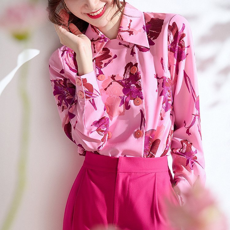 Deep Pink Holiday Shift Printed Floral Shirts & Tops