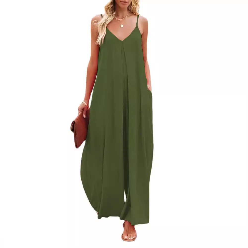 Nigikala Nigikala Wide Leg Trousers Women 2025 Summer New Solid-Colored Bag Casual Jumpsuits