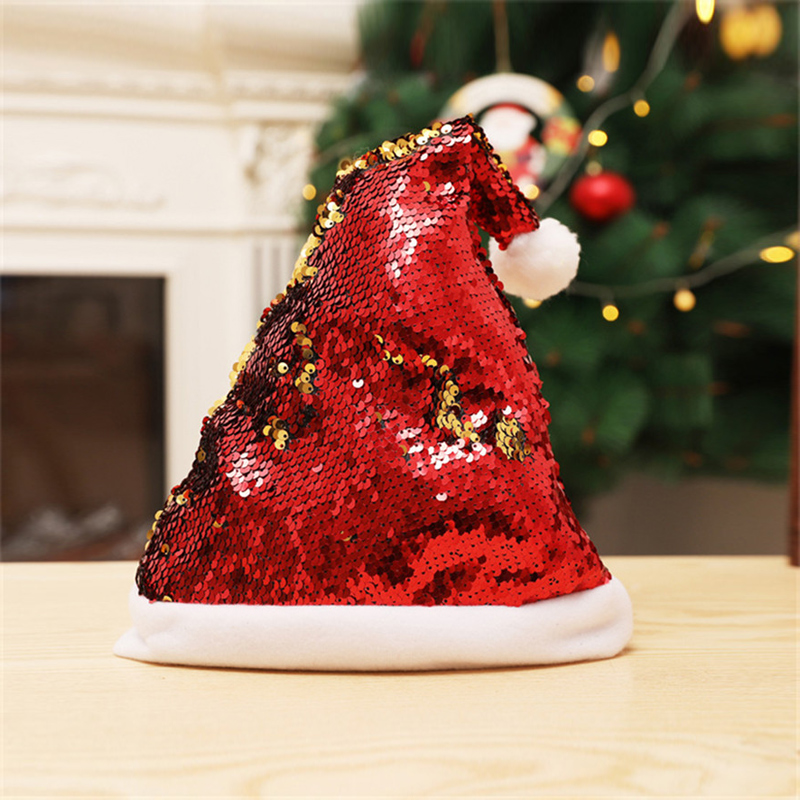 Christmas Red Double Color Sequin Christmas Hat 2024 - Flycurvy 