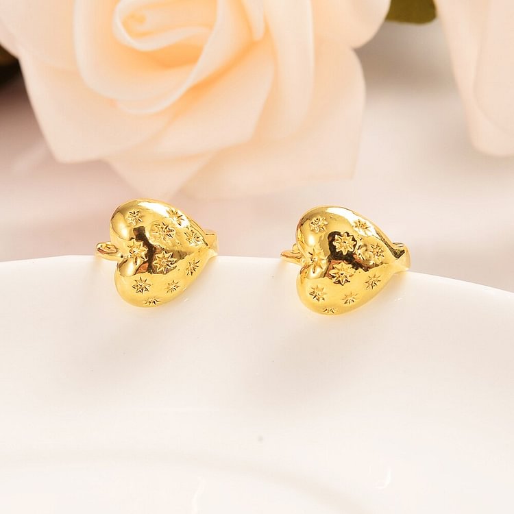 Fashion Geometric copper heart round Hoop Earrings for Womens
