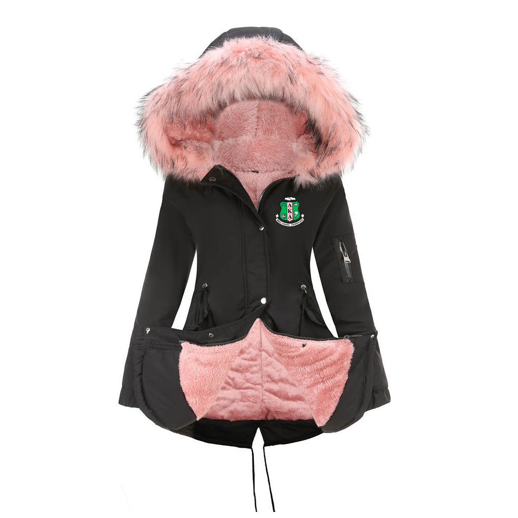 Long Hooded Winter Warm Padded Mid-Length Parka Coat